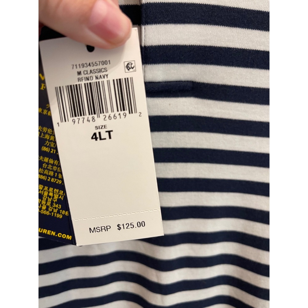 Polo Ralph Lauren Mens 4XLT Striped Short Sleeve Polo Shirt Navy White 4LT New - Picture 5 of 11